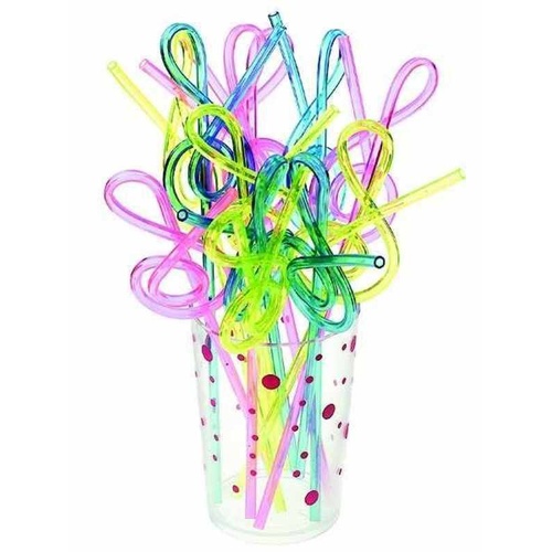 Treble Clef Plastic Straws Assorted Colours Pack of 12