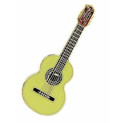 Cedar Classical Guitar Mini Pin with Enamel and Golden Finish