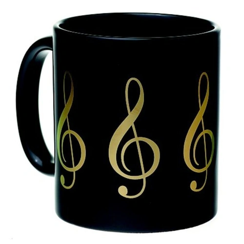 Large Ceramic Mug Treble Clef Black and Gold