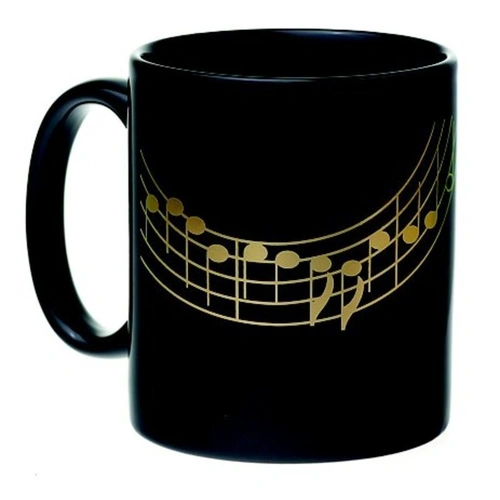 Large Ceramic Mug Staff Black and Gold
