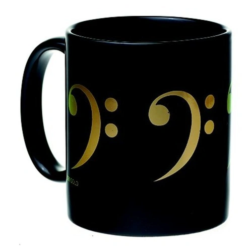 Bass Clef Ceramic Mug Black and Gold
