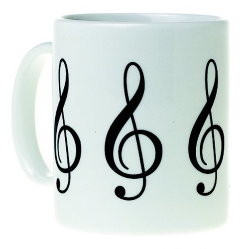 Treble Clef Design Ceramic Mug - White