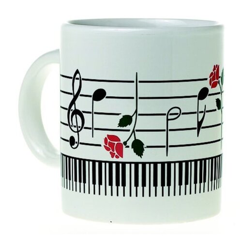 Mug Music Design Keyboard With Rose