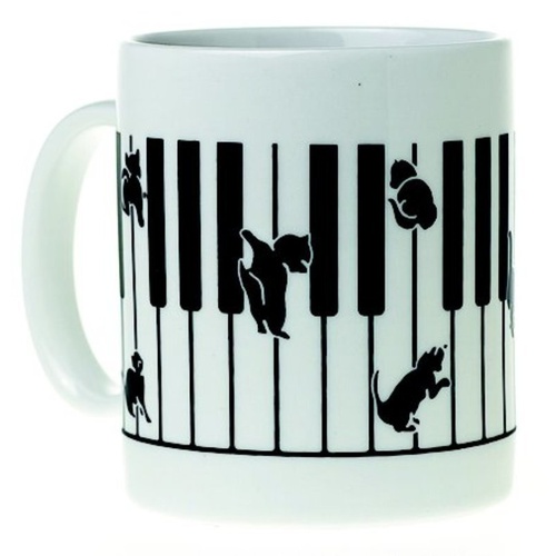 Ceramic Mug with Kitten on Keyboard Design