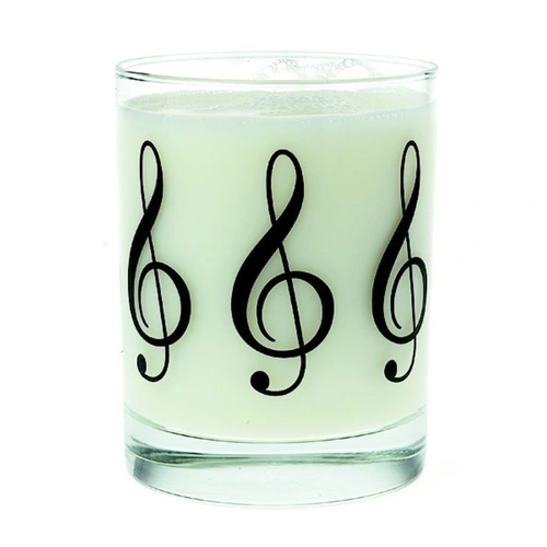 Glass Tumbler with Black Treble Clef Design