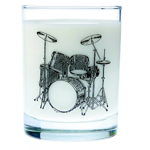 Glass Tumbler with Black 5 Piece Drum Set Imprint