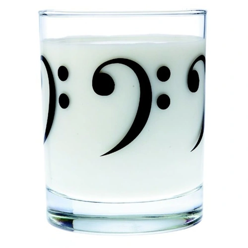 Glass Tumbler with Black Bass Clef Imprint