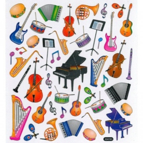 Music Stickers Sheet - Instruments Collection