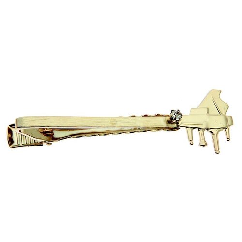 Tie Bar Grand Piano 18Kt Gold Ep W/Austrian Crystal