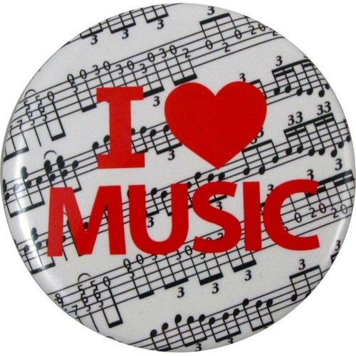 I Love Music Large Tin Button by AIM Gifts