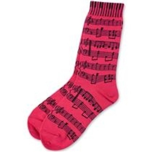 Pink Staff & Keyboard Ladies Socks Size 9-11
