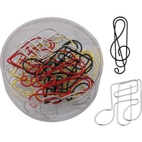 Paper Clips Treble Clef & Note Tub of 15 Assorted Colours