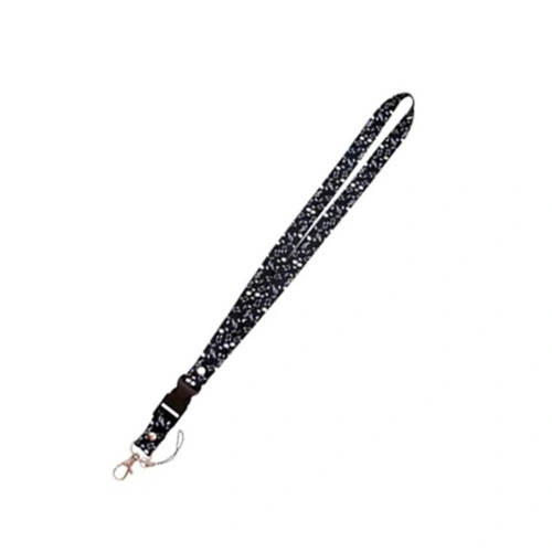 Black and White Music Notes Lanyard