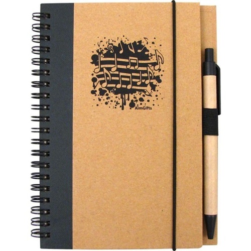 Recycled Music Notes Notebook with Pen by AIM Gifts