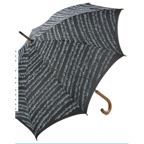Black Executive Umbrella with Sheet Music Pattern