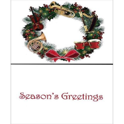 Christmas Card Instrument Wreath 4.25X5.5 Box Of