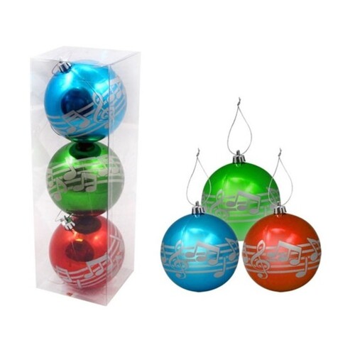 Set Of 3 Baubles With Silver Notes