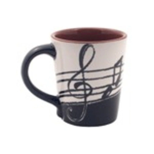 Ceramic Latte Mug with Treble Clef and Small Music Notes