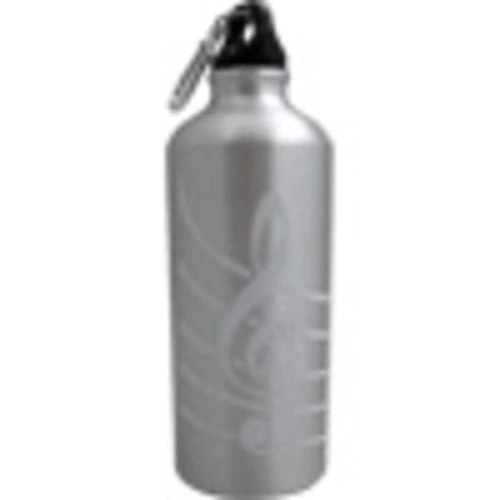Aluminium Sports Bottle with Treble Clef Design - Silver