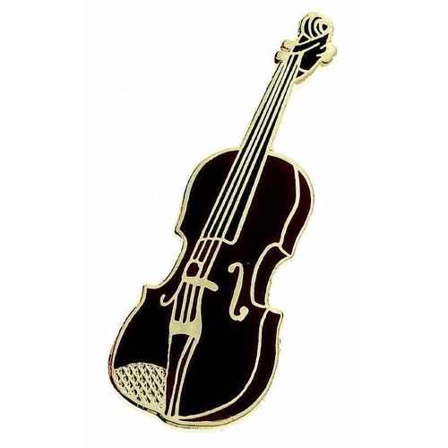 Mini Violin Lapel Pin - 4-5 cm Enamel & Gold Finish