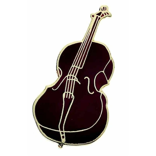 Mini Enamel and Gold Finish Pin Cello - 4-5 cm