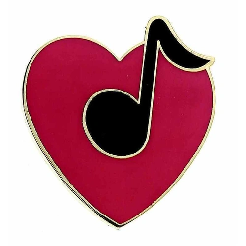 Mini Pin Heart with Quaver Note - Assorted Colours