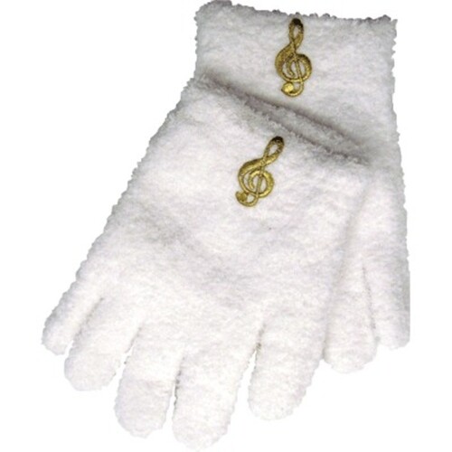 Fuzzy Gloves G Clef White