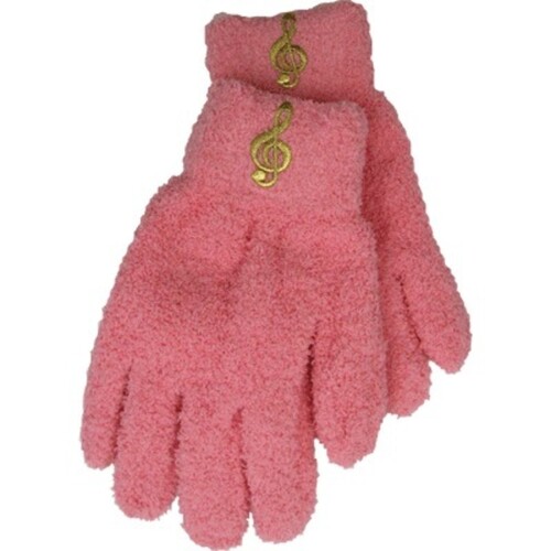 Fuzzy Gloves G Clef Pink