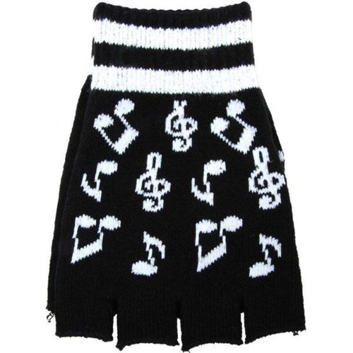 Fingerless Gloves with Black & White Music Notes by AIM Gifts