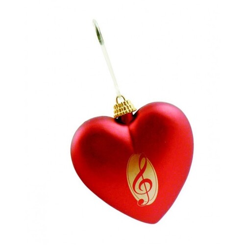 Treble Clef Red Heart Ornament