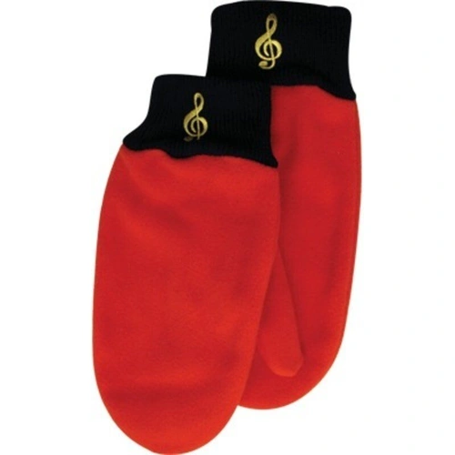 Fleece Mittens G Clef Red Medium/Large