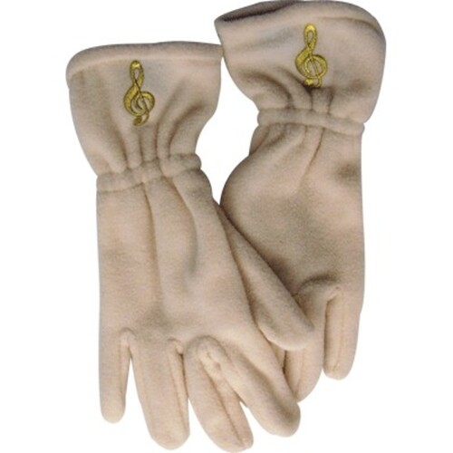 Fleece Gloves G Clef White Medium / Large