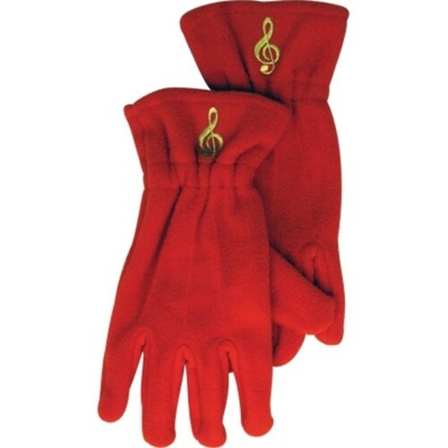Fleece Gloves G Clef Red Medium / Large