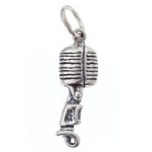 Sterling Silver Charm Vintage Microphone