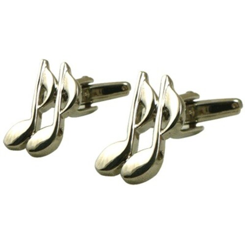 Cuff Links Music Notes Silver With Gift Box 