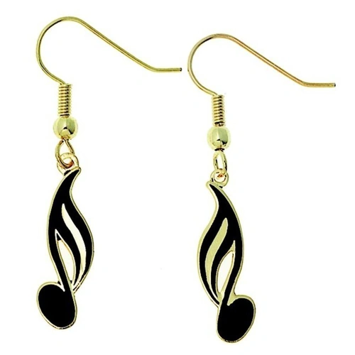 Black Semi Quaver Earrings 1.75" Long x 0.25" Wide