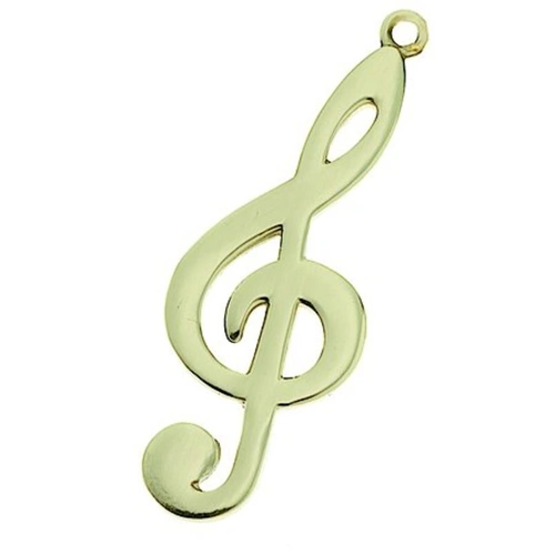 G Clef Keychain in Polished Brass