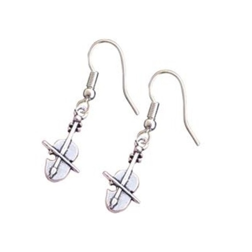 Silver Bow Violin Earrings by AIM Gifts