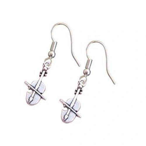 Silver Bow Violin Earrings by AIM Gifts