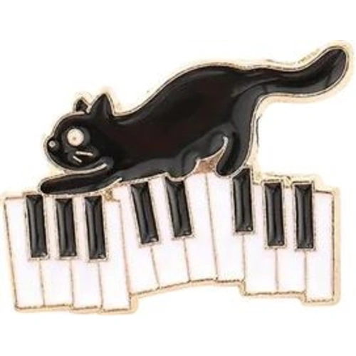 Kitten on Music Staff Pin