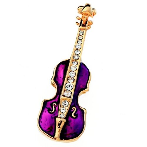 Rhinestone Brooch Small Violin