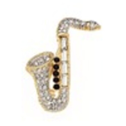 Rhinestone Brooch Saxophone Two Colour