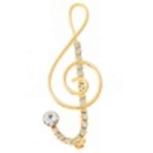 Rhinestone Brooch Large C Clef