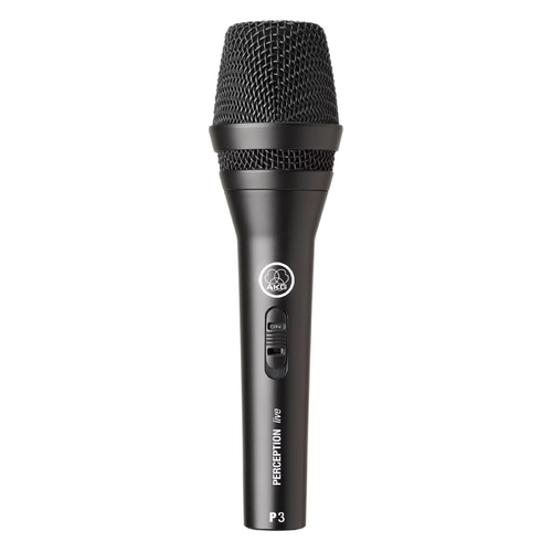 AKG P3S Dynamic Microphone - Supercardioid with On/Off Switch, Ideal for Vocals & Guitar, Rugged Metal Case, High-Performance Sound