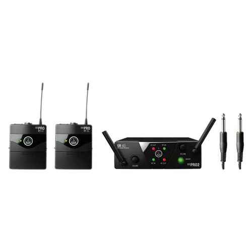 AKG WMS-S40DIA-C Mini Dual Wireless Instrument Set Band A/C - Plug & Play, 30-Hour Battery Life, 3-Pin Mini XLR Connectors