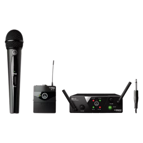 AKG WMS-S40DV+IA-C Mini Dual Wireless Vocal & Instrument Set - PT40 Mini & HT40 Mini Transmitters, 30-Hour Battery Life, Band A/C