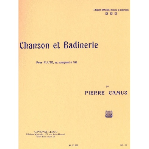 Camus - Chanson Et Badinerie Flute (Softcover Book)
