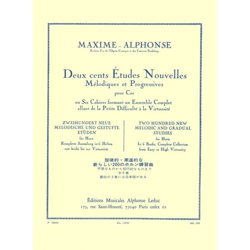 200 New Melodic and Gradual Studies Vol 3 for Horn by Alphonse Leduc