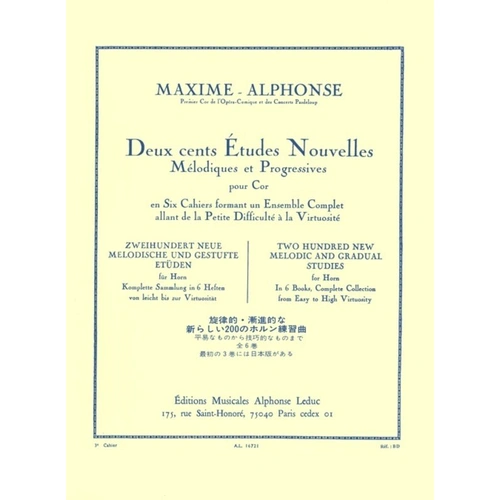 200 New Melodic and Gradual Studies Vol 3 for Horn by Alphonse Leduc