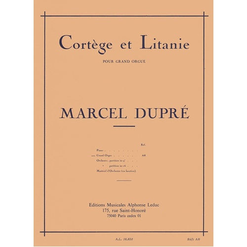 Dupre - Cortege Et Litanie For Organ (Softcover Book)